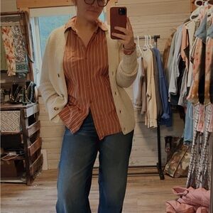 Women's Rust Stripe Button-Up Shirt